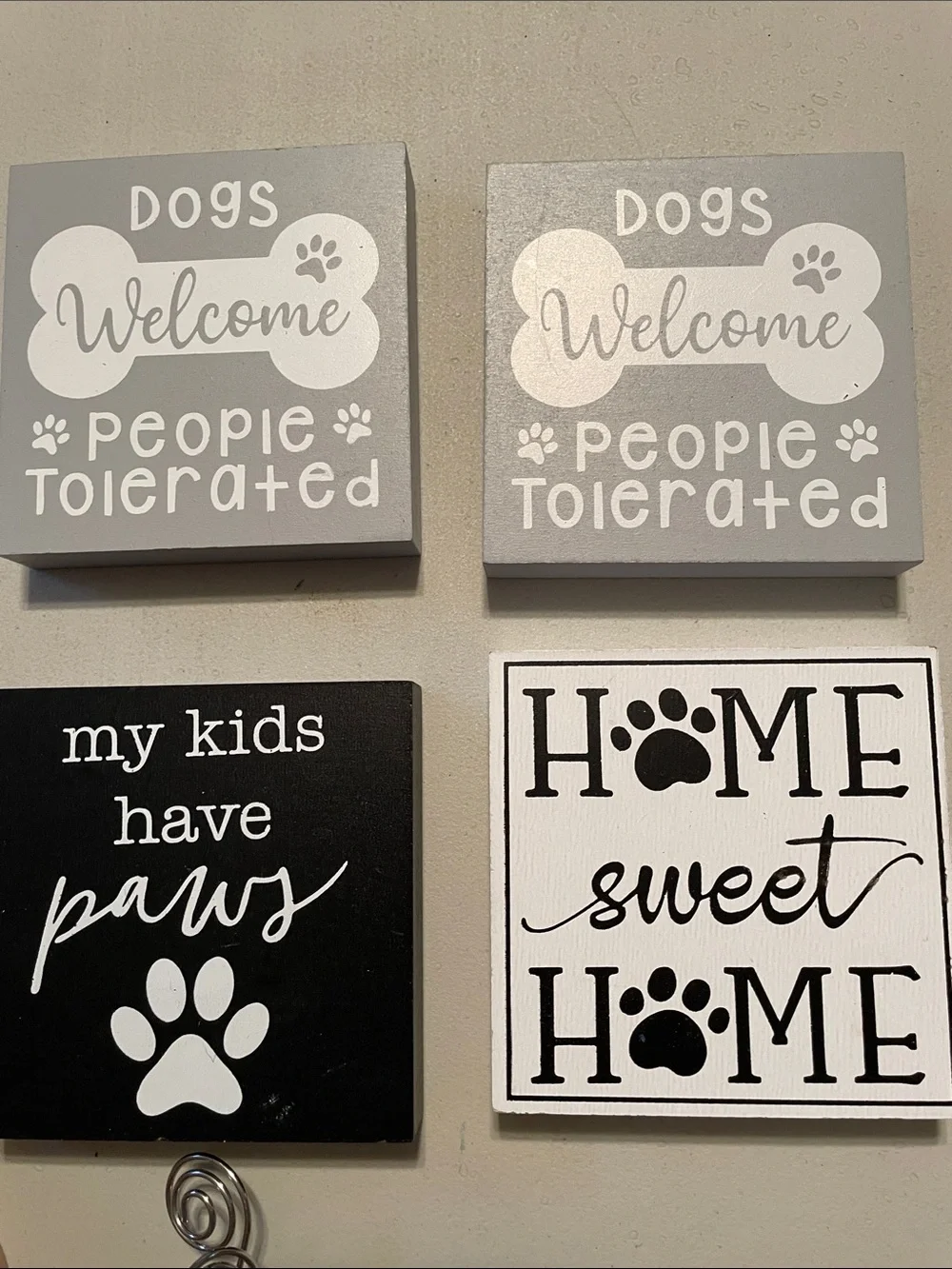 Dog Paw Wall Art Set - Black, White, and Brown 10pc New